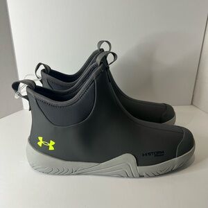 Under Armour Black Slip-On Shoreman Deck Sneaker with Neon Yellow Logo